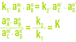 Formula: the law of mass action - v1 = v2