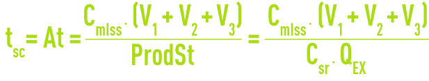 Formula: suspended growth  - biological reactor average sludge contact time