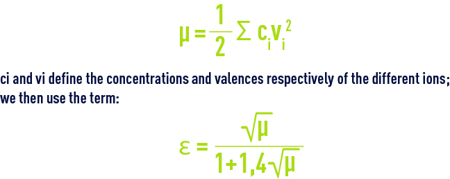 Formula: pHS - The equilibriums and their thermodynamic constants - concentrations and valences respectively of the different ions