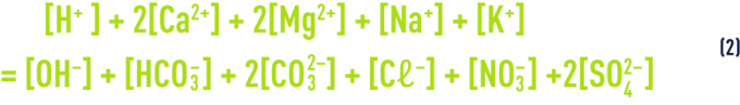 Formula: pHS - The equilibriums  and their thermodynamic constants - electrical neutrality 