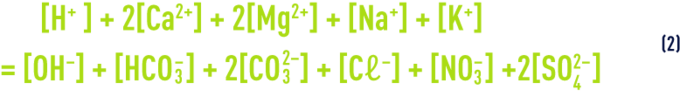 Formula: pHS - The equilibriums and their thermodynamic constants - electrical neutrality