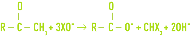 Formula: The reaction leading to the formation of THM oxidation by-products