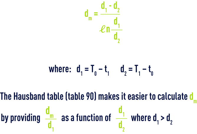 formula: Notions of heat exchange - logarithmic mean