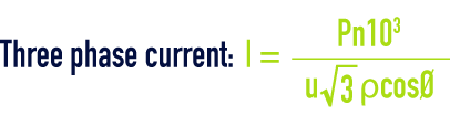 formula: Current input - Three phase current