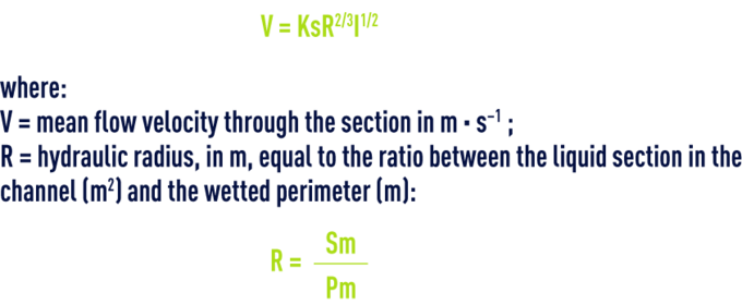 Formula: Water flow through channels - Water flow through channels