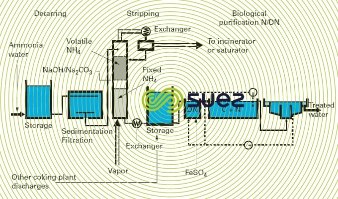 Coke plant ammonia liquor treatment scheme