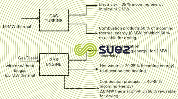 gas engine/gas turbine co-generation