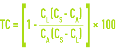 Formula: Centrifugability tests - extraction yield, recovery rate